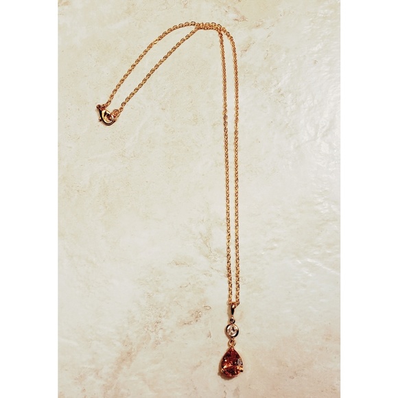 Peach Crystal and CZ Necklace and Earring Set - Picture 8 of 8